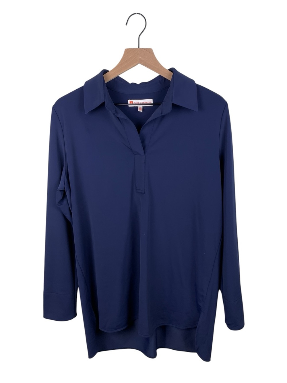 Jude Connally Hadley Top Women's Size Large Navy Blue Long Sleeve Jude Cloth USA